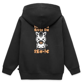 Zebra Halten Sie Bitte Die Fresse - Kinder Premium Organic Zip Hoodie - Schwarz - Hinten - AI Model Kid Male (0cm)