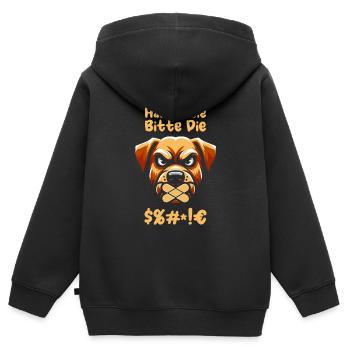 Labrador Halten Sie Bitte Die Fresse - Kinder Premium Organic Zip Hoodie - Schwarz - Hinten - AI Model Kid Male (0cm)