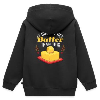 Es bekommt keinen Butterapfel Butterpflücker Apfel - Kinder Premium Organic Zip Hoodie - Schwarz - Hinten - AI Model Kid Male (0cm)