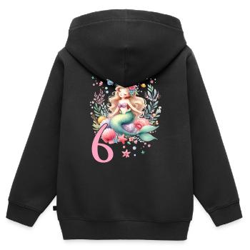 Geburtstag 6 Meerjungfrau Mädchen Sechs 6 Jahre al - Kinder Premium Organic Zip Hoodie - Schwarz - Hinten - AI Model Kid Male (0cm)