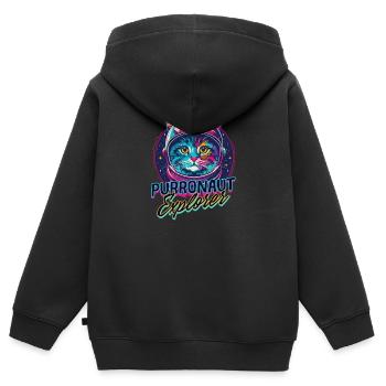 Chat Astronaute Purronaute Explorer - Sweat Premium à capuche zippé enfant bio - noir - Dos - AI Model Kid Male (0cm)