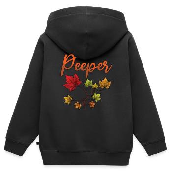 Peeper Foliage Leaf Peeping - Kids Premium Organic Zip-up Hoodie - black - Back - AI Model Kid Male (0cm)