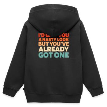 Schwarzer Humor Funny Quote Saying - Kinder Premium Organic Zip Hoodie - Schwarz - Hinten - AI Model Kid Male (0cm)
