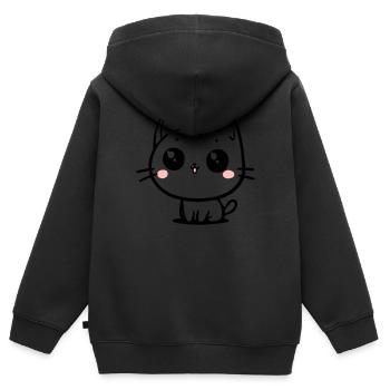 Chat - Sweat Premium à capuche zippé enfant bio - noir - Dos - AI Model Kid Male (0cm)