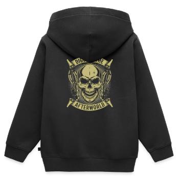 Bogenjagd Bogenjäger Skelett - Kinder Premium Organic Zip Hoodie - Schwarz - Hinten - AI Model Kid Male (0cm)
