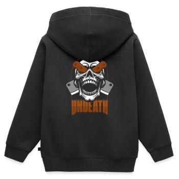 Boucher Boucher Crânes Mort-Mort - Sweat Premium à capuche zippé enfant bio - noir - Dos - AI Model Kid Male (0cm)
