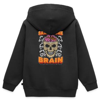 Saxophone Saxophone Crâne Saxophone Cerveau - Sweat Premium à capuche zippé enfant bio - noir - Dos - AI Model Kid Male (0cm)