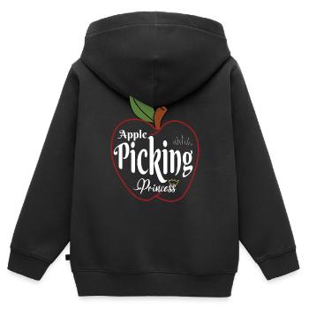 Cueillette de pommes Princesse Saison de la récolte des pommes - Sweat Premium à capuche zippé enfant bio - noir - Dos - AI Model Kid Male (0cm)