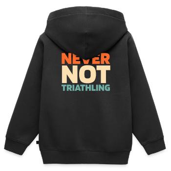 Triathlon Triathlète - Sweat Premium à capuche zippé enfant bio - noir - Dos - AI Model Kid Male (0cm)