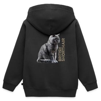 British shorthair - Kids Premium Organic Zip-up Hoodie - black - Back - AI Model Kid Male (0cm)
