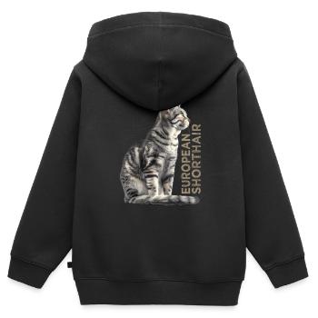 European shorthair - Kids Premium Organic Zip-up Hoodie - black - Back - AI Model Kid Male (0cm)