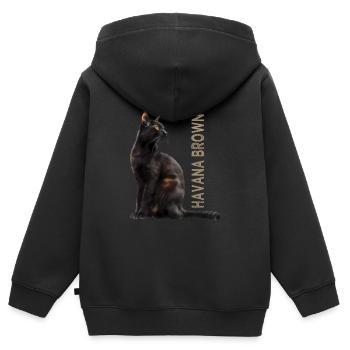 Brun Havane - Sweat Premium à capuche zippé enfant bio - noir - Dos - AI Model Kid Male (0cm)
