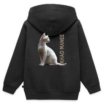 Khao manee - Kids Premium Organic Zip-up Hoodie - black - Back - AI Model Kid Male (0cm)