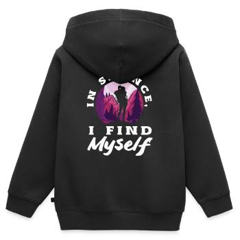In Silence I Find Myself Hiking - Kinder Premium Organic Zip Hoodie - Schwarz - Hinten - AI Model Kid Male (0cm)