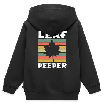 Leaf Peeper Rétro Vintage Feuillage Leaf Peeping - Sweat Premium à capuche zippé enfant bio - noir - Dos - AI Model Kid Male (0cm)