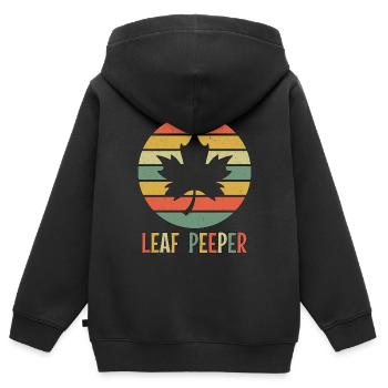 Blatt Peeper Laub Leaf Peeping Retro Vintage - Kinder Premium Organic Zip Hoodie - Schwarz - Hinten - AI Model Kid Male (0cm)