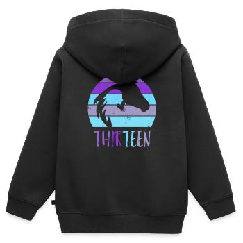 Geburtstag 13 Mädchen Pferd Reiten Stall Dreizehn - Kinder Premium Organic Zip Hoodie - Schwarz - Hinten - AI Model Kid Male (0cm)