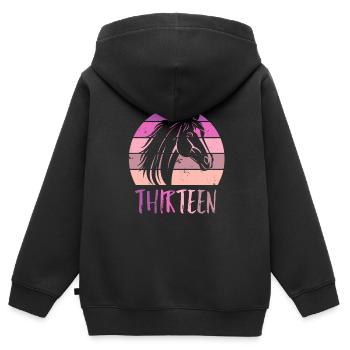 Geburtstag 13 Mädchen Pferd Reiten Stall Dreizehn - Kinder Premium Organic Zip Hoodie - Schwarz - Hinten - AI Model Kid Male (0cm)