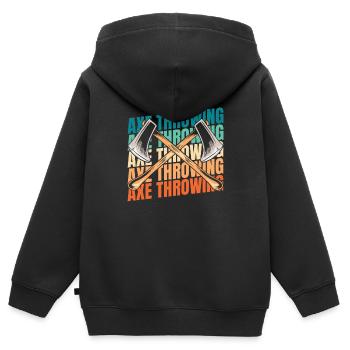 Lancer de hache Lanceur de hache - Sweat Premium à capuche zippé enfant bio - noir - Dos - AI Model Kid Male (0cm)