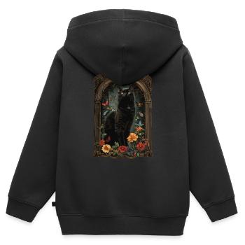 Chat de Bombay - Sweat Premium à capuche zippé enfant bio - noir - Dos - AI Model Kid Male (0cm)