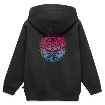 Beijing Tribal Moon Phases - Kids Premium Organic Zip-up Hoodie - black - Back - AI Model Kid Male (0cm)