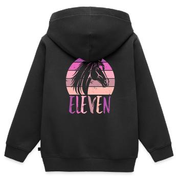Geburtstag 11 Mädchen Pferd Reiten Eleven Stall 11 - Kinder Premium Organic Zip Hoodie - Schwarz - Hinten - AI Model Kid Male (0cm)