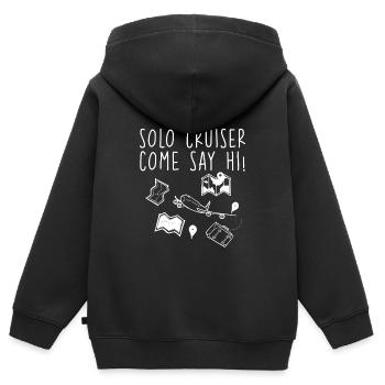 Croiseur solo Come Say Hi 2 - Sweat Premium à capuche zippé enfant bio - noir - Dos - AI Model Kid Male (0cm)