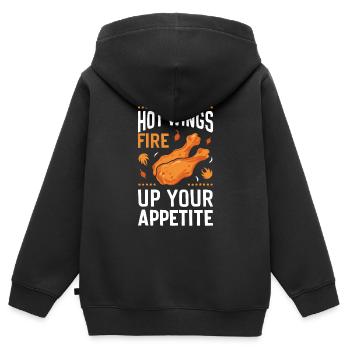 Hot Chicken Wings Spicy Wings Buffalo Wings - Kinder Premium Organic Zip Hoodie - Schwarz - Hinten - AI Model Kid Male (0cm)