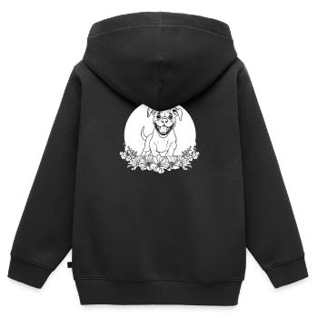 Boxer Hund Deutscher Boxer Wilde Blumen - Kinder Premium Organic Zip Hoodie - Schwarz - Hinten - AI Model Kid Male (0cm)