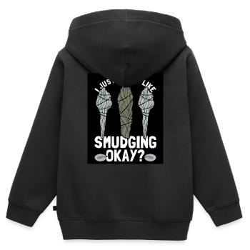 Smudging Smudge Spirituelle Heilung Räucherwerk - Kinder Premium Organic Zip Hoodie - Schwarz - Hinten - AI Model Kid Male (0cm)