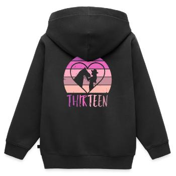 Geburtstag 13 Mädchen Pferd Reiten Stall Dreizehn - Kinder Premium Organic Zip Hoodie - Schwarz - Hinten - AI Model Kid Male (0cm)