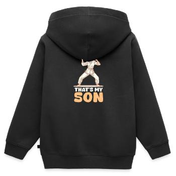 Taekwondo-Mama, das ist mein Sohn! - Kinder Premium Organic Zip Hoodie - Schwarz - Hinten - AI Model Kid Male (0cm)