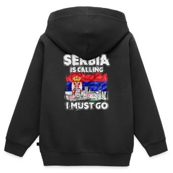 Serbien - Kinder Premium Organic Zip Hoodie - Schwarz - Hinten - AI Model Kid Male (0cm)
