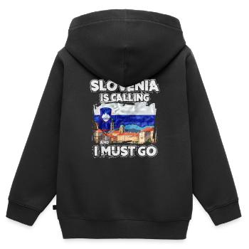 Slowenien - Kinder Premium Organic Zip Hoodie - Schwarz - Hinten - AI Model Kid Male (0cm)