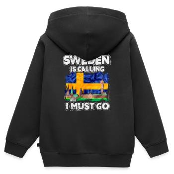 Suède - Sweat Premium à capuche zippé enfant bio - noir - Dos - AI Model Kid Male (0cm)