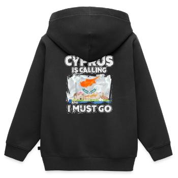 Chypre - Sweat Premium à capuche zippé enfant bio - noir - Dos - AI Model Kid Male (0cm)