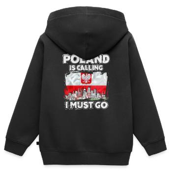 Pologne - Sweat Premium à capuche zippé enfant bio - noir - Dos - AI Model Kid Male (0cm)