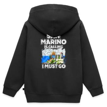 San Marino - Kinder Premium Organic Zip Hoodie - Schwarz - Hinten - AI Model Kid Male (0cm)