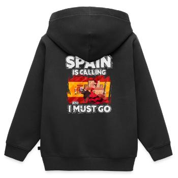 Espagne - Sweat Premium à capuche zippé enfant bio - noir - Dos - AI Model Kid Male (0cm)