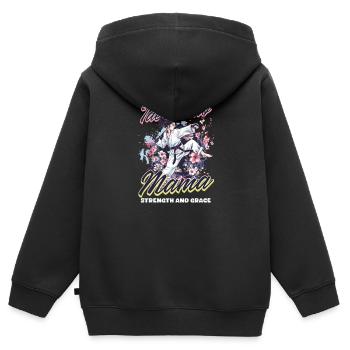 Taekwondo-Mutter Taekwondo-Mama: Stärke und Anmut - Kinder Premium Organic Zip Hoodie - Schwarz - Hinten - AI Model Kid Male (0cm)