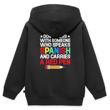 Foreign Language Teacher School Languages Teachers - Kids Premium Organic Zip-up Hoodie - black - Back - AI Model Kid Male (0cm)