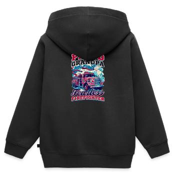 Feuerwehrmann Opa Furchtloser Feuerwehrmann - Kinder Premium Organic Zip Hoodie - Schwarz - Hinten - AI Model Kid Male (0cm)