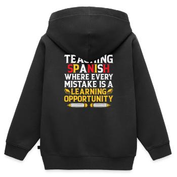 Foreign Language Teacher School Languages Teachers - Kids Premium Organic Zip-up Hoodie - black - Back - AI Model Kid Male (0cm)