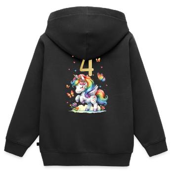 Geburtstag 4 Einhorn Vierter Geburtstag Mädchen 4 - Kinder Premium Organic Zip Hoodie - Schwarz - Hinten - AI Model Kid Male (0cm)