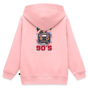 Années 90 R&B Né Dans Les Années 90 - Sweat Premium à capuche zippé enfant bio - rose - Dos - AI Model Kid Female (0cm)