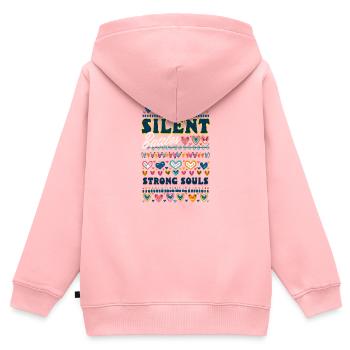 Handicap invisible Batailles silencieuses, âmes fortes - Sweat Premium à capuche zippé enfant bio - rose - Dos - AI Model Kid Female (0cm)