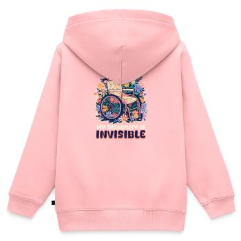 Handicap invisible Mon handicap est invisible - Sweat Premium à capuche zippé enfant bio - rose - Dos - AI Model Kid Female (0cm)