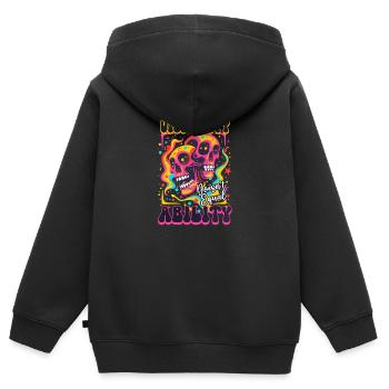 Handicap invisible Visibilité Pas de capacité égale - Sweat Premium à capuche zippé enfant bio - noir - Dos - AI Model Kid Male (0cm)