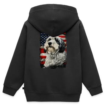 Drapeau américain Bobtail - Sweat Premium à capuche zippé enfant bio - noir - Dos - AI Model Kid Male (0cm)