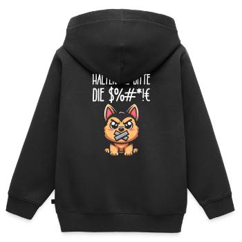 Schäferhund Halten Sie Bitte Die Fresse - Kinder Premium Organic Zip Hoodie - Schwarz - Hinten - AI Model Kid Male (0cm)
